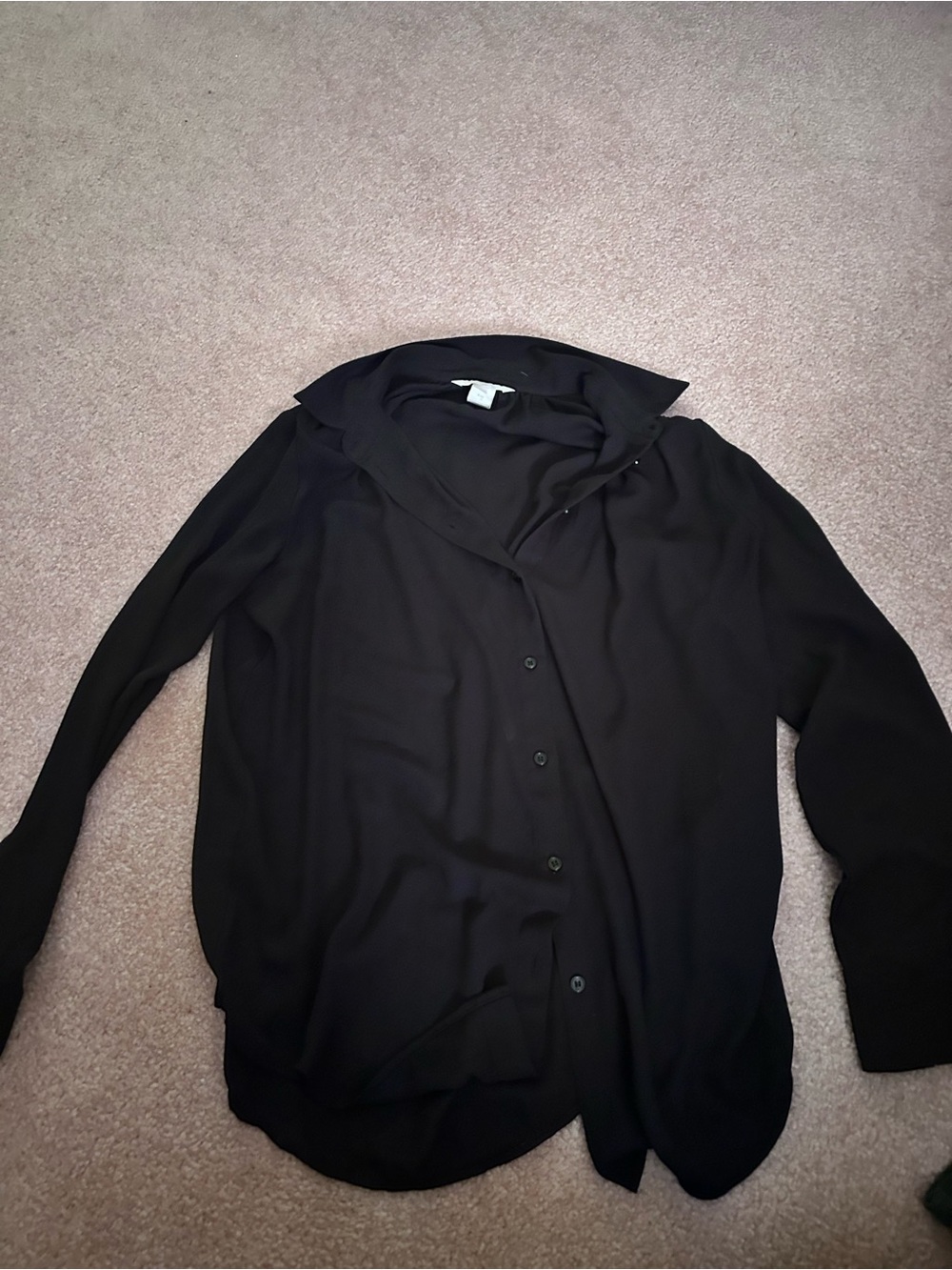 Men's Black Button-Up Shirt - Classic Collared Long Sleeve